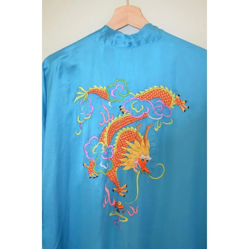 Vintage Chinese SIlk Embroidered Dragon Robe - Picture 7 of 7